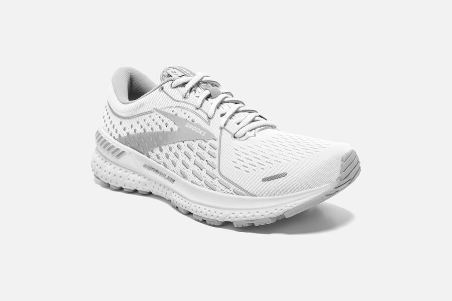 Adrenaline GTS 21 Road Brooks Running Shoes NZ Womens - White/Grey - CXNVHL-679